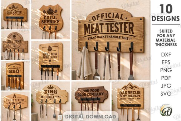 3D BBQ Utensil Racks Bundle Laser Cut for Wall Decor