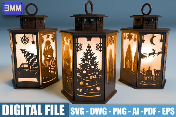 3D Christmas Lantern Laser Cut Files for Freebies