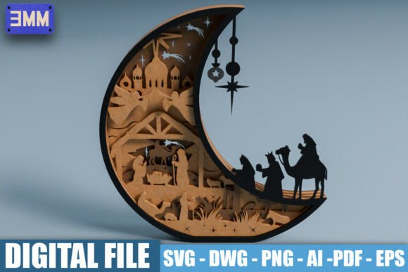 3D Crescent Moon Nativity Laser Cutting Freebies Review