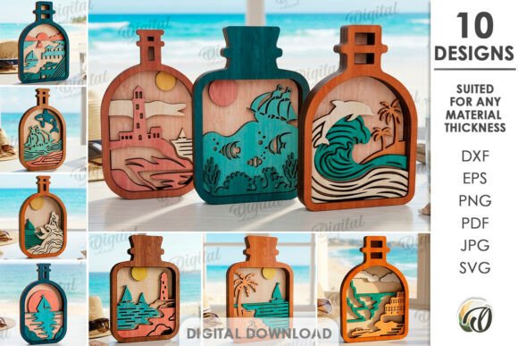 3D Decor in Bottles Bundle Laser Cut