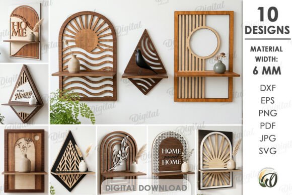 3D Decorative Shelves Bundle Laser Cut for Wall Decor