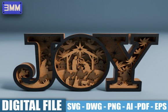 3D JOY Nativity Scene Laser Cut File for Freebies