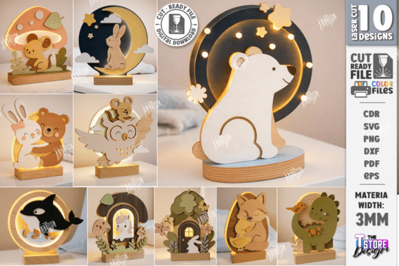 3D Kids Night Light Laser Cutting for Home Decor