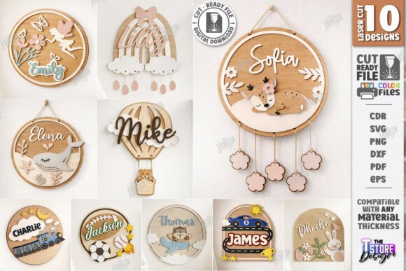 3D Kids Room Name Signs Laser Cut Bundle: Wall Decor