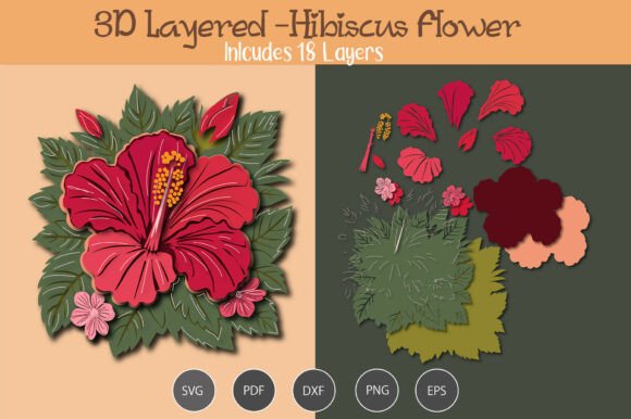 3D Layered Hibiscus Flower: A 3D SVG Review for Flowers