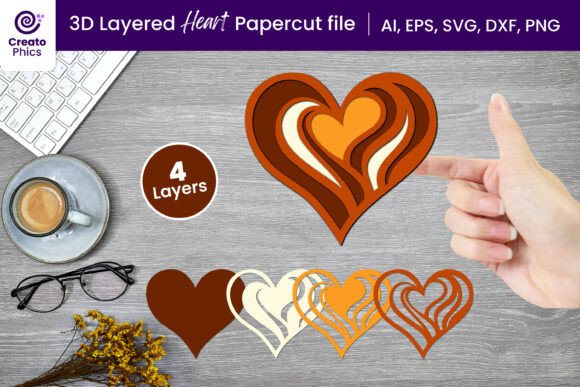 3D Layered Love Heart Paper, Laser Cut: A 3D SVG Freebies Review