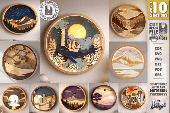 3D Layered Modern Wall Art Laser Bundle: Laser Cutting & Wall Decor