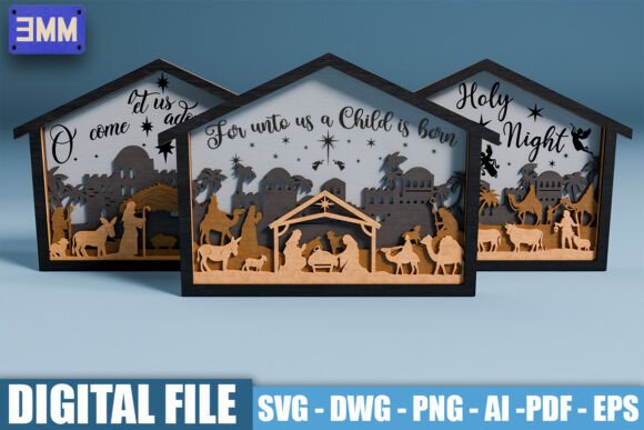 3D Nativity Scene Bundle Laser Cut Files for Freebies