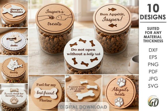 3D Pet Treats Jar Lids Bundle Laser Cutting for Other Home Decor
