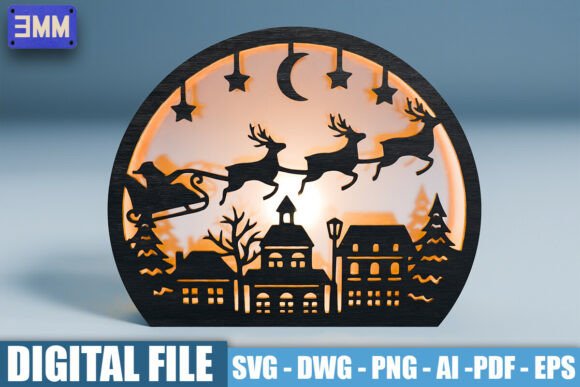 3D Santa Sleigh Lantern Laser Cut File: Freebies for Festive Branding