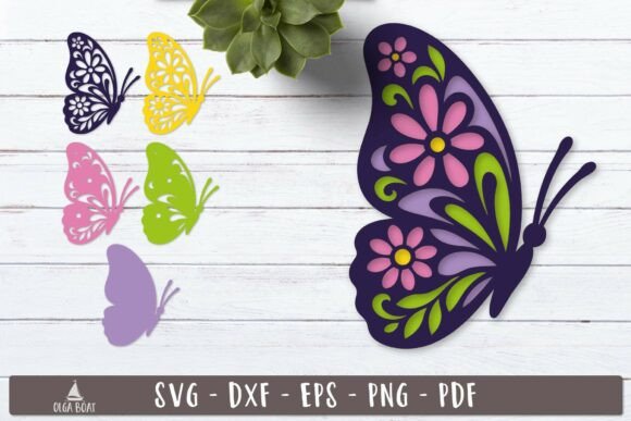 3d SFloral Butterfly SVG Layered Design for Summer Branding