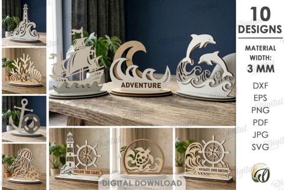 3D Summer Stands Bundle Laser Cut for Seasonal Crafts