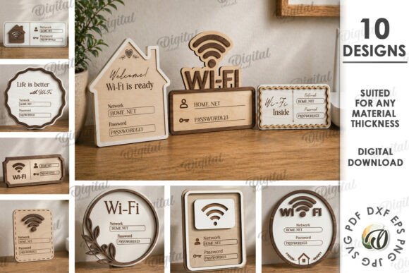 3D Wi-fi Password Signs Bundle Laser Cutting Other Home Decor