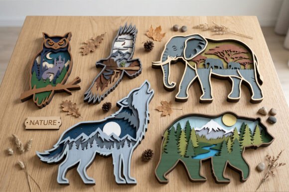 5 Layered Nature Animal 3D Mandala for Laser Cutting & Other Art Amp