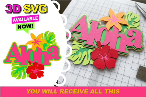 Aloha Cake Topper 3D SVG for Birthdays and Tropical Branding