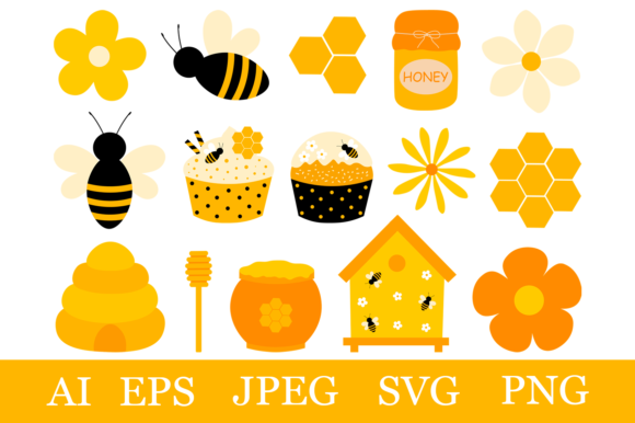 Bees Clipart. Bees Honey SVG. Bee Flower: Graphics & Illustrations Review