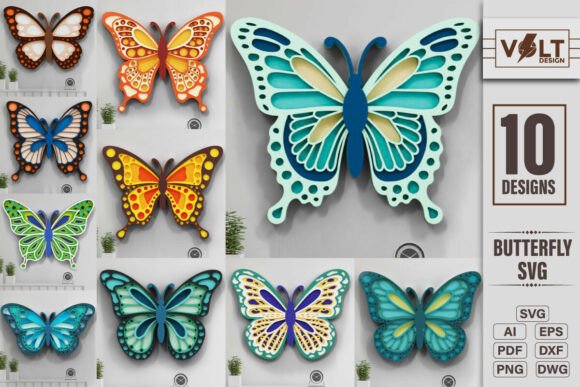 Cute Butterfly 3D SVG Multilayer BUNDLE