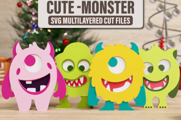 Cute Halloween Monster 3D Svg BUNDLE for Shapes