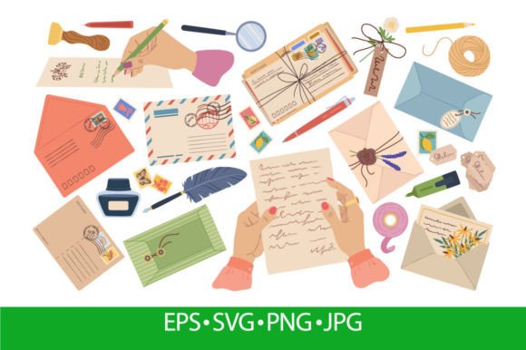 Envelopes, Letters, Paper Mail, Postcard Graphics & Illustrations