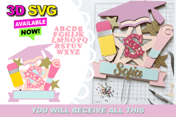 Graduation Pre-K Initials 3D Shaker SVG Review