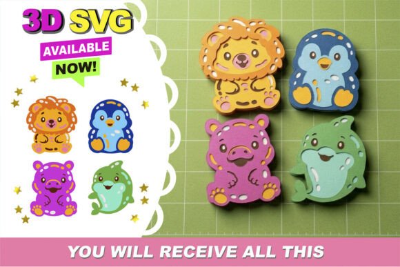 Gummy Animals Kawaii 3D SVG for Other Branding