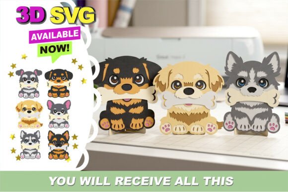 Kawaii Dogs with Bones 3D SVG Review