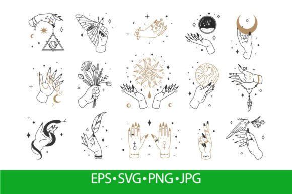 Mystic Witch Hands, Female Hand Logo for Graphics and Illustrations