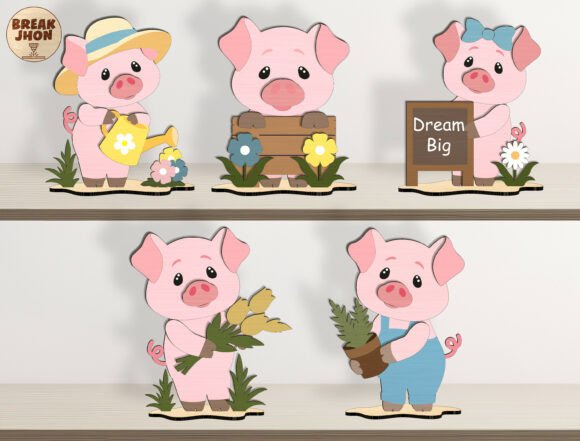 Pig 3D Layered Laser Cut File SVG Bundle for Spring Amp and Laser Cutting