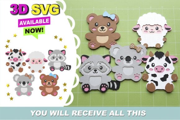Stuffed Animals Kawaii 3D SVG